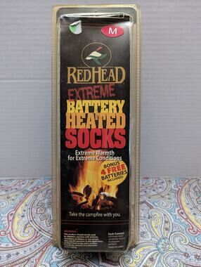 NEW NOS Redhead Bass Pro Shops Extreme Battery Heated Wool Socks Size Medium
